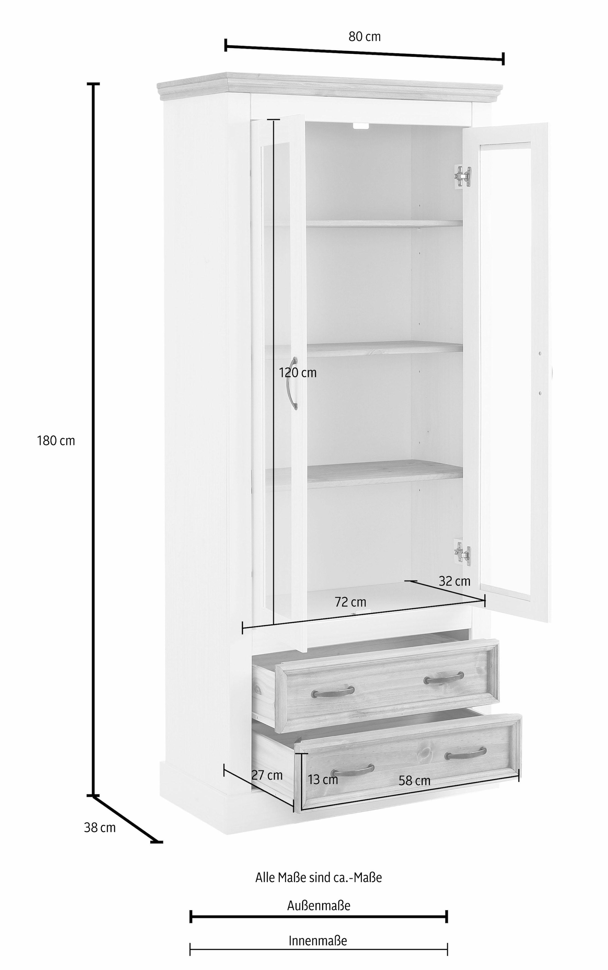 Home affaire Vitrine »Selma« Höhe 180 cm, mit schöner Holzmaserung