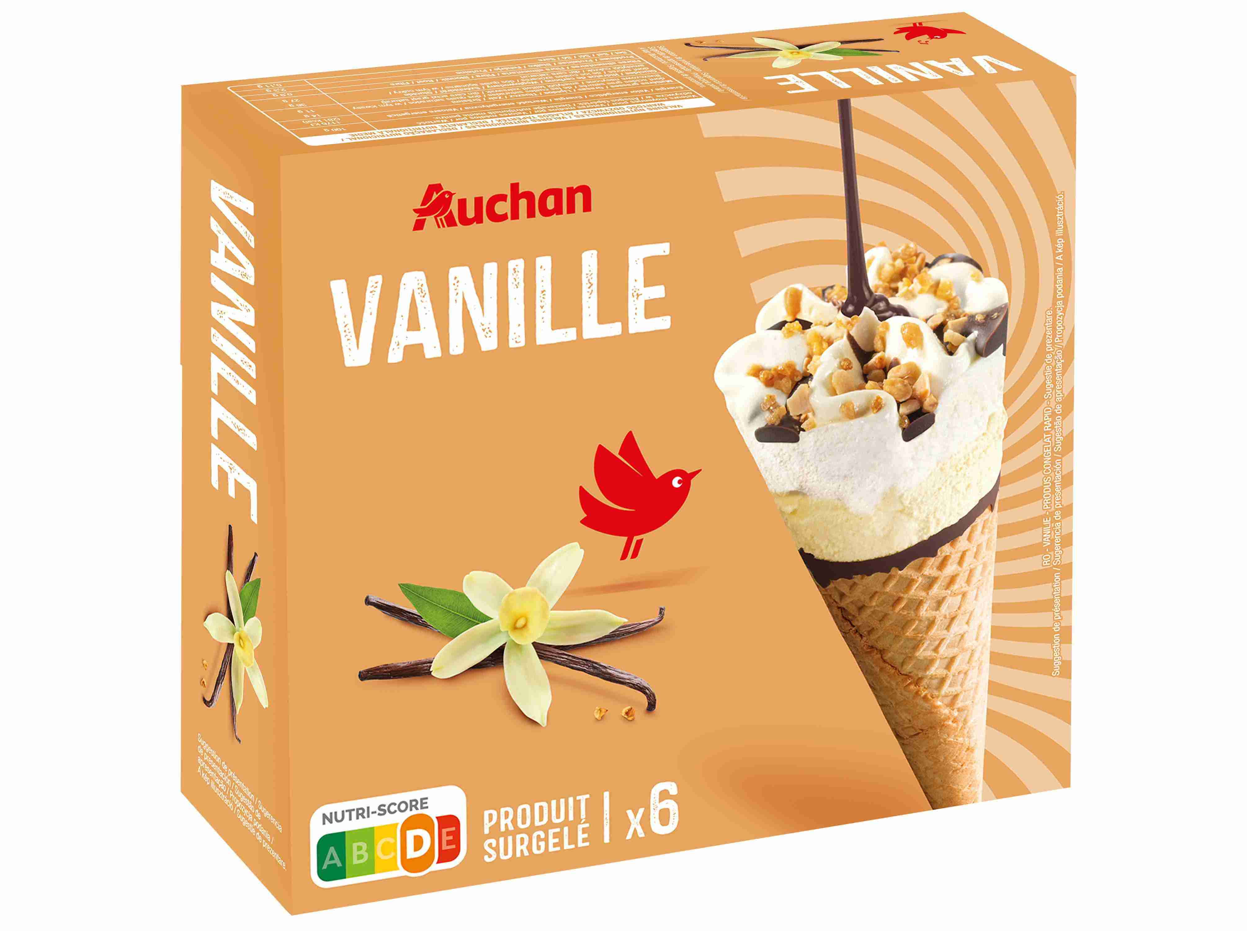 GELADO CONE AUCHAN BAUNILHA 6X120ML