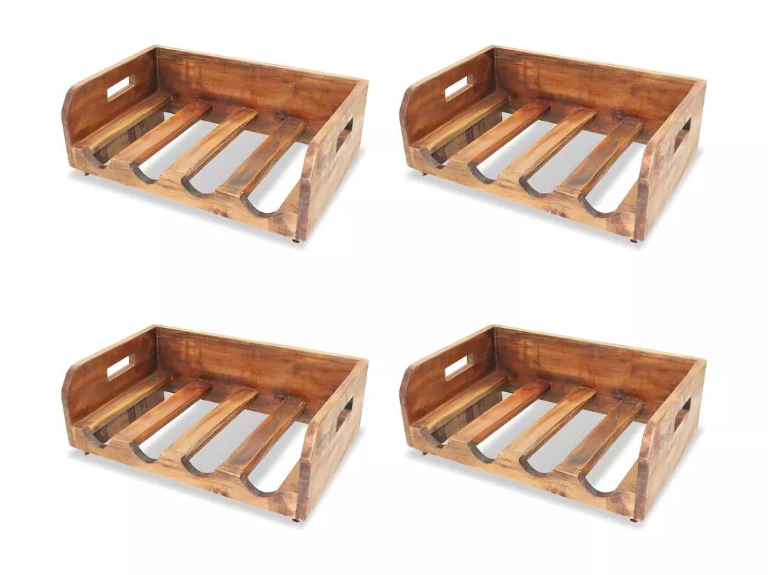 Casier à bouteilles 4 pcs pour 16 bouteilles Bois recyclé
