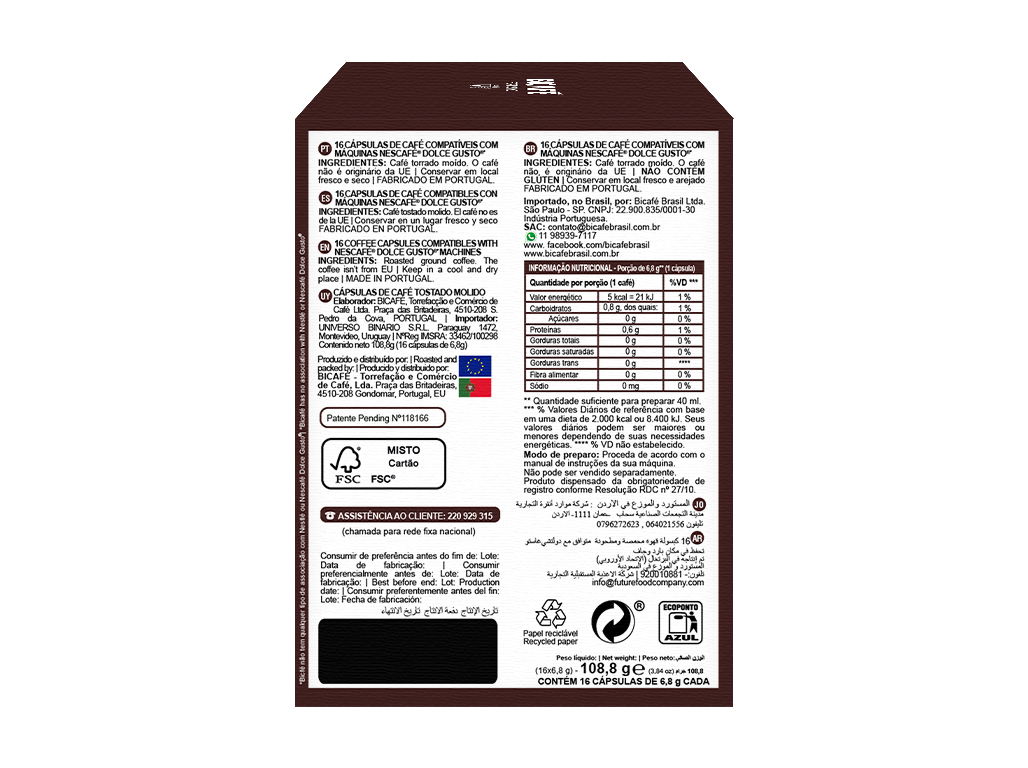 CÁPSULAS CAFÉ BICAFÉ FORTISSIMO DG 16 UN
