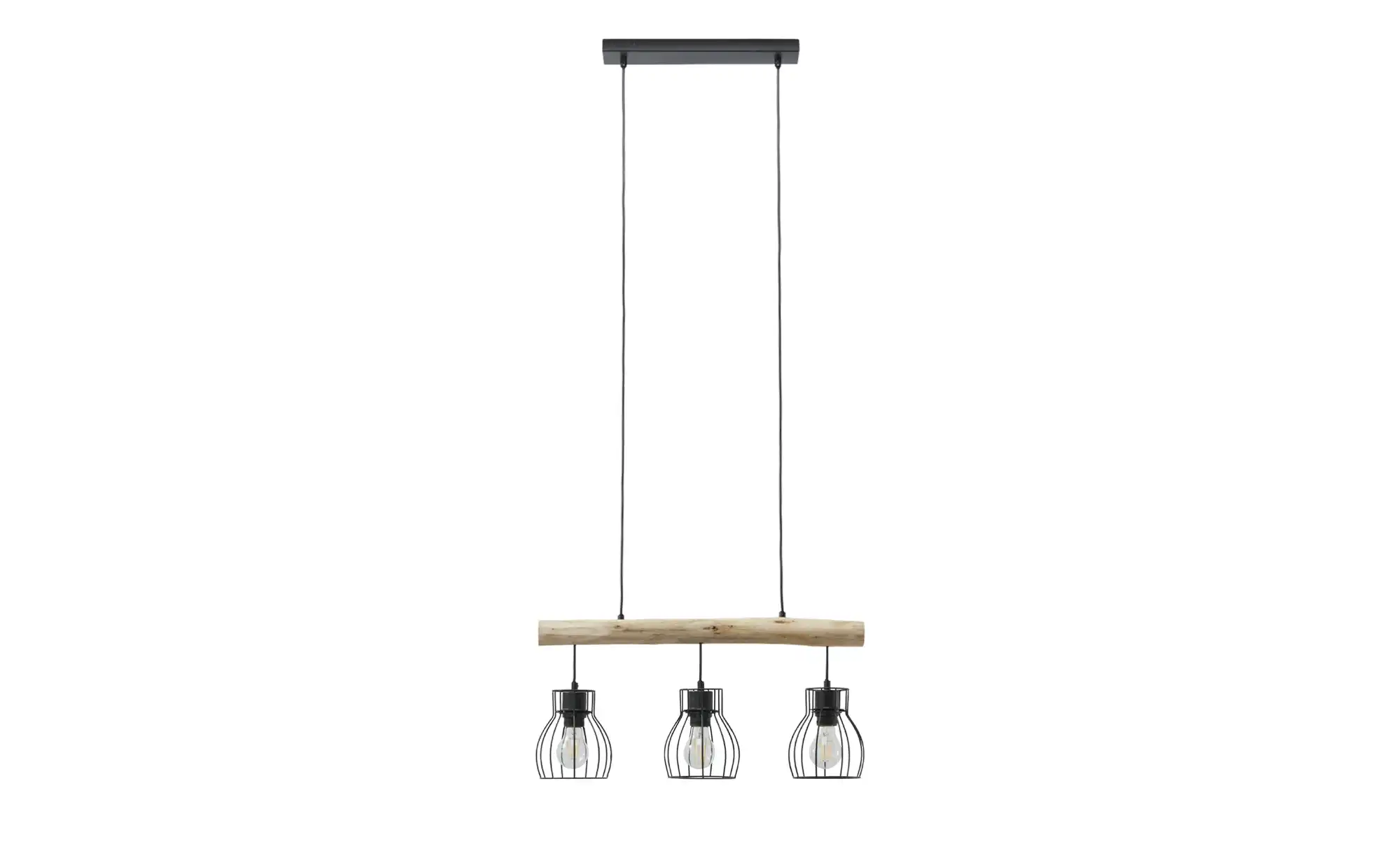 Pendelleuchte, 3-flammig, Holz/ Metall Körbe