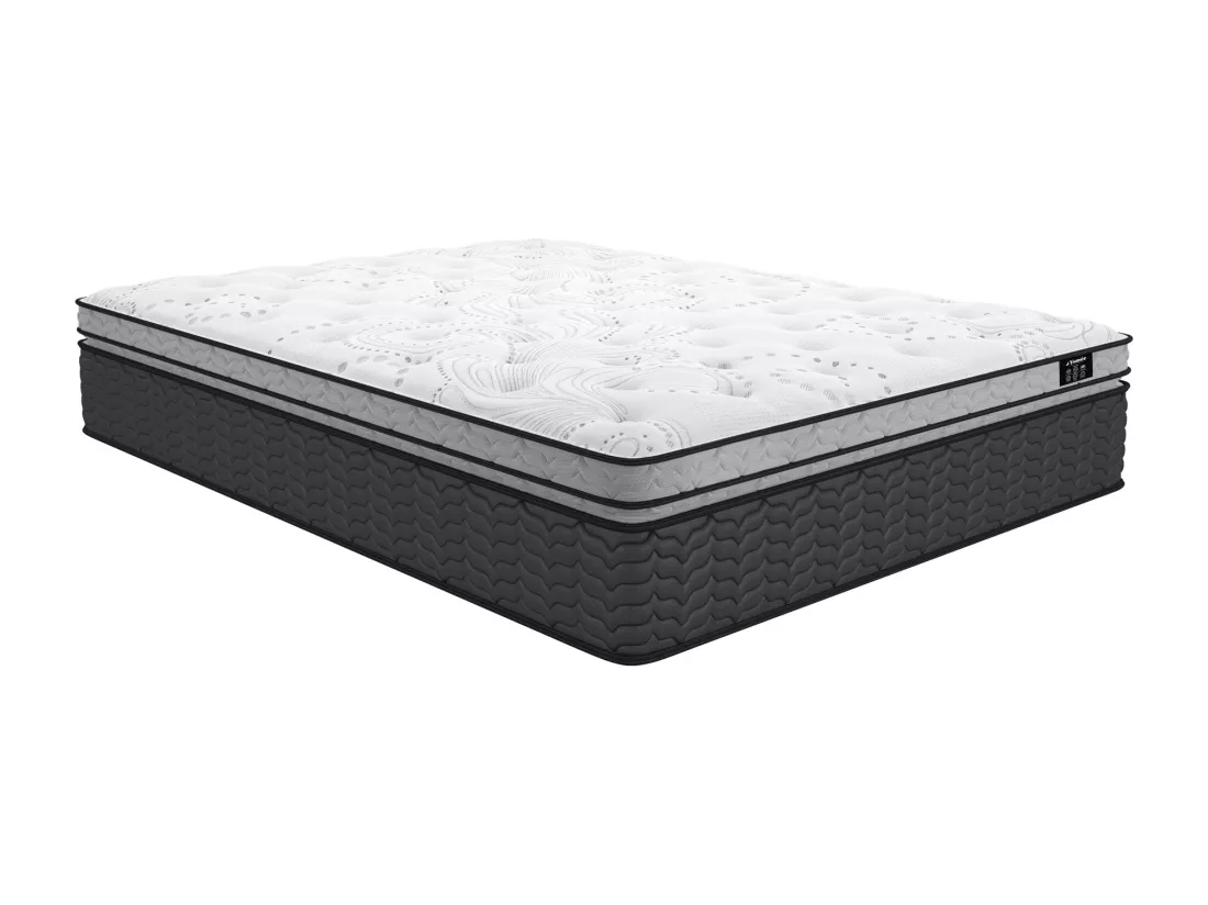 Ensemble 180 x 200 cm sommier coffre blanc + matelas hybride ressorts ensachés et surmatelas intégré ép.30cm - GAMIANI de YSMÉE