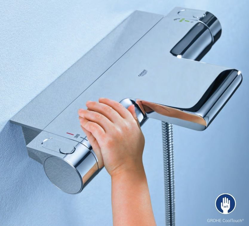 Grohe Grohtherm-2000 badkraan thermostatisch m. staande koppelingen HOH=15cm chroom