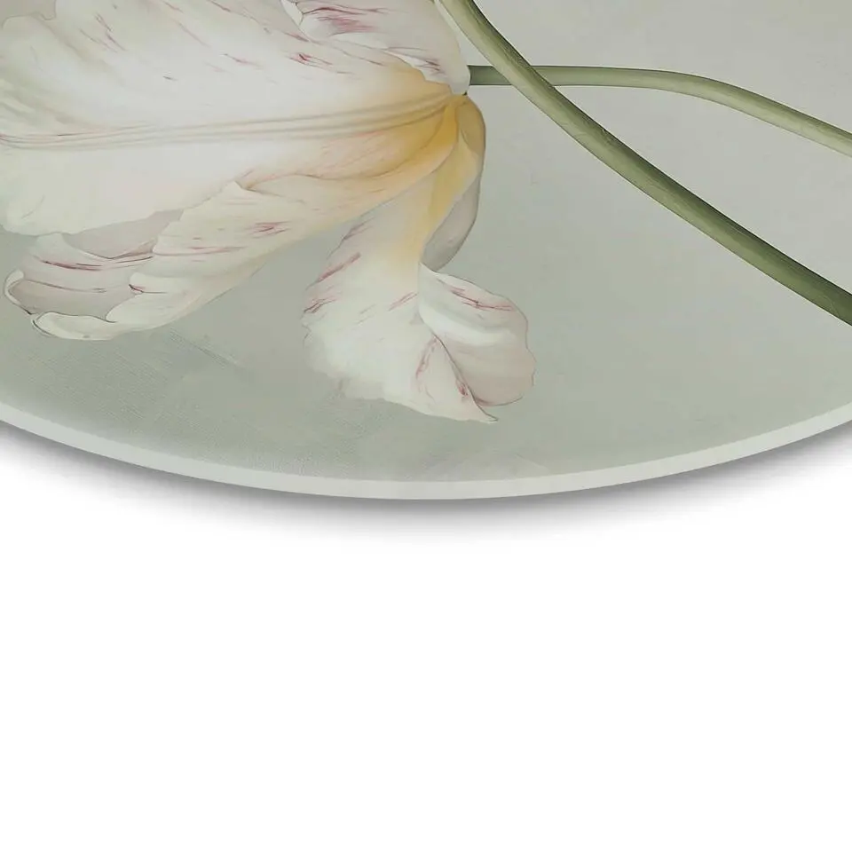 Glasschilderij Tulpen - Ø 50cm - Groen