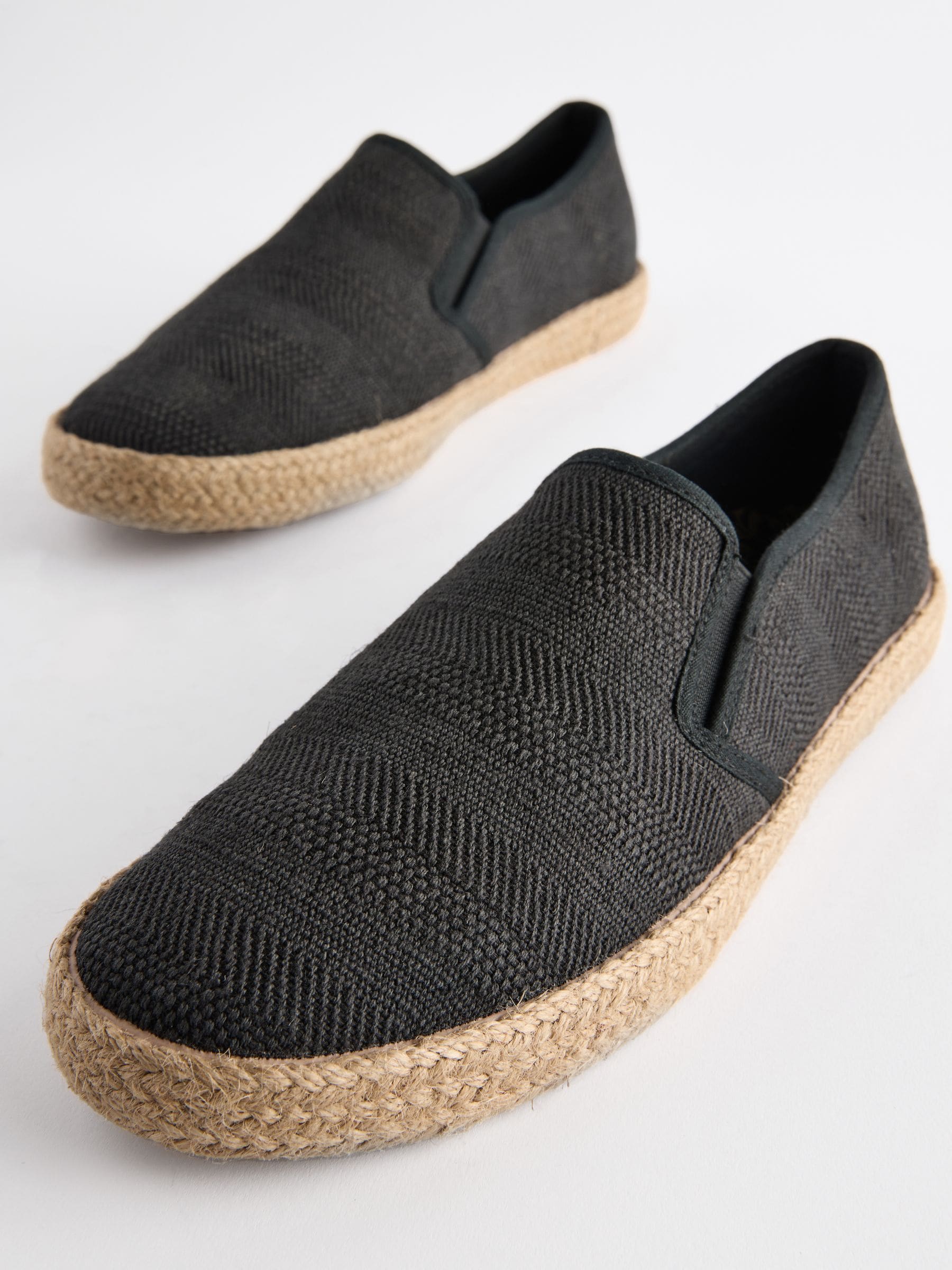 Zwart - Espadrilles met textuur