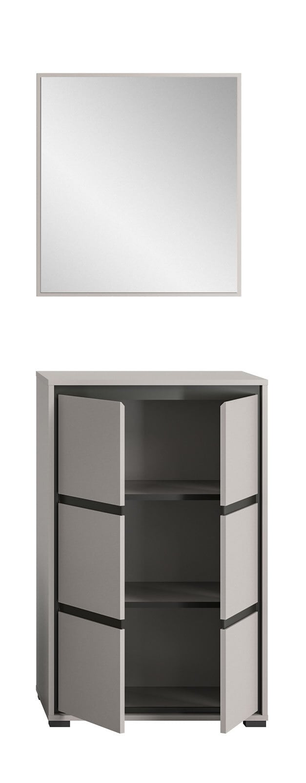 Garderobenkombination Jaru 2-teilig 65 x 196 cm grau/schwarz