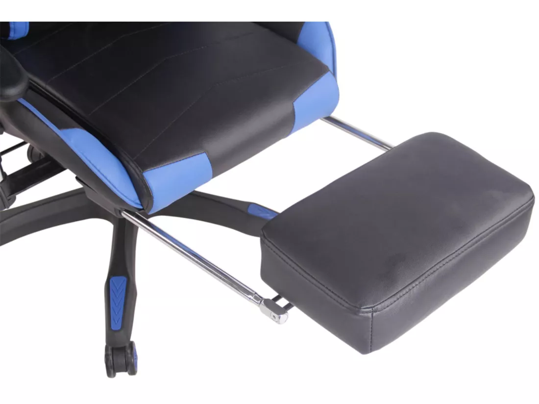 Chaise de bureau - Similicuir & Plastique - Noir / Bleu - Turbo XL