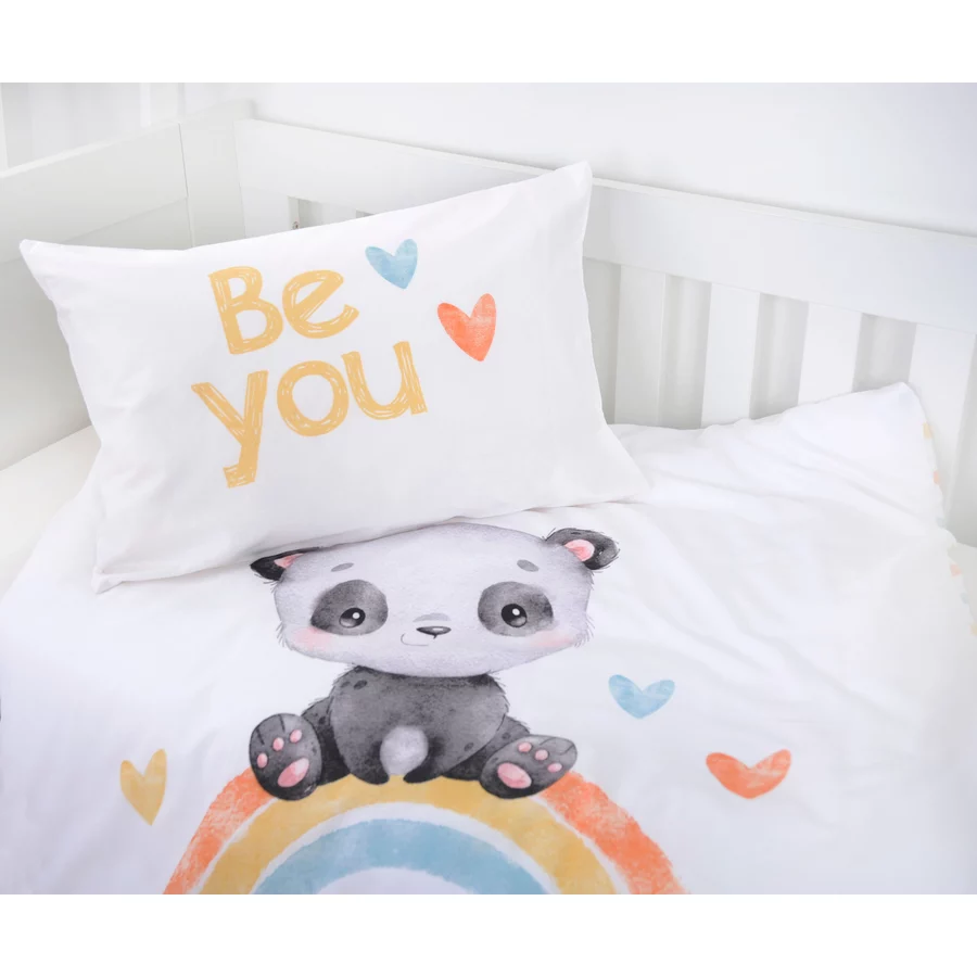 babybest® Bettwäsche Regenbogen Panda 100x135 cm