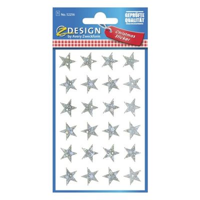 Avery - 24 stickers en sachet - 160x83x1 - étoiles argentées