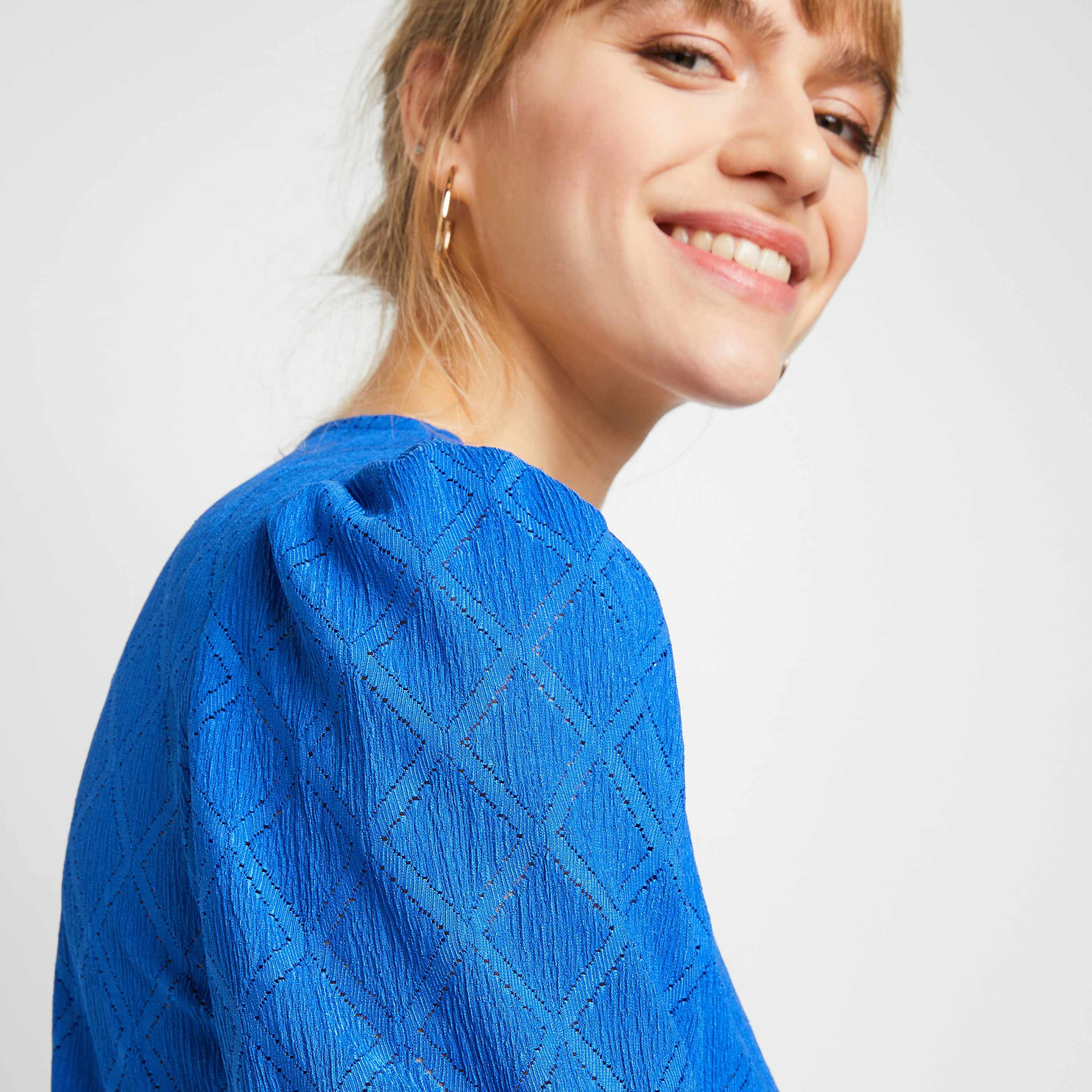 Tshirt ajouré femme - BLEU
