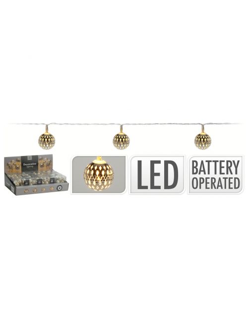 Homestyle Kerstballen Slinger - Kerstversiering - 8.4x5x8.6 cm Zilver 10 led