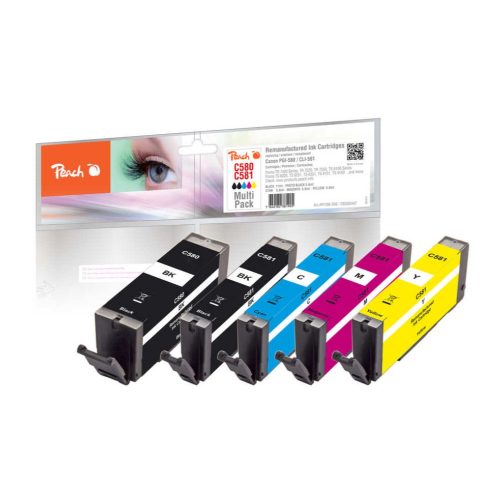 Ersetzt Canon PGI-580/CLI-581 Vorteilspack Value Pack Druckerpatronen (0B320447) - Schwarz / Farbe