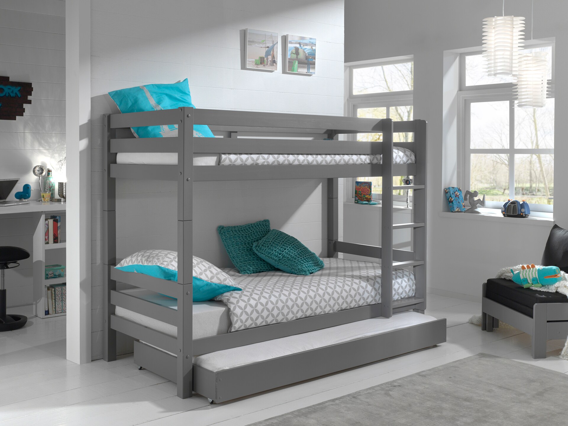 Etagen-Hochbett Pino 160 cm Höhe inkl. Bettschublade versch. Farben