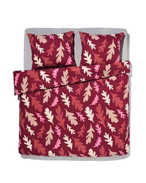 housse de couette flanelle 200 x 200/220 feuilles rouge