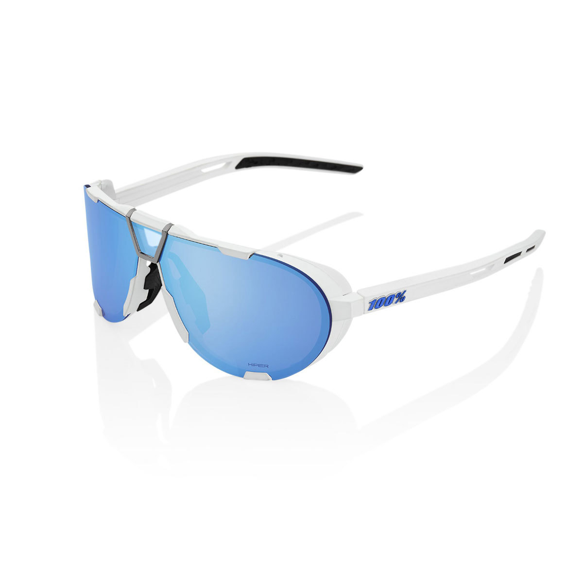 100% Westcraft Sport Zonnebril Wit met HiPER Blue Multilayer Mirror Lens