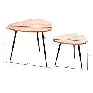 Couchtisch 2er Set Schwarz/ Akazie massiv