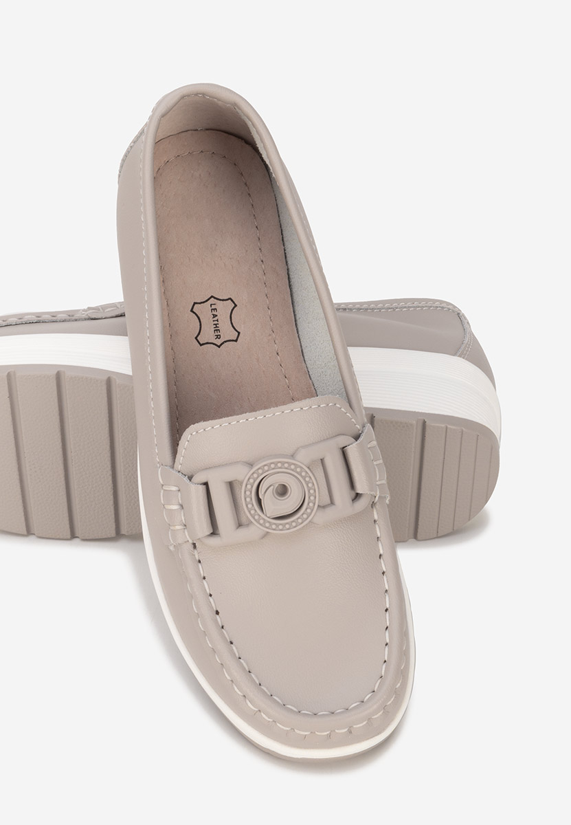 Mocassins en cuir naturel gris Gabielia