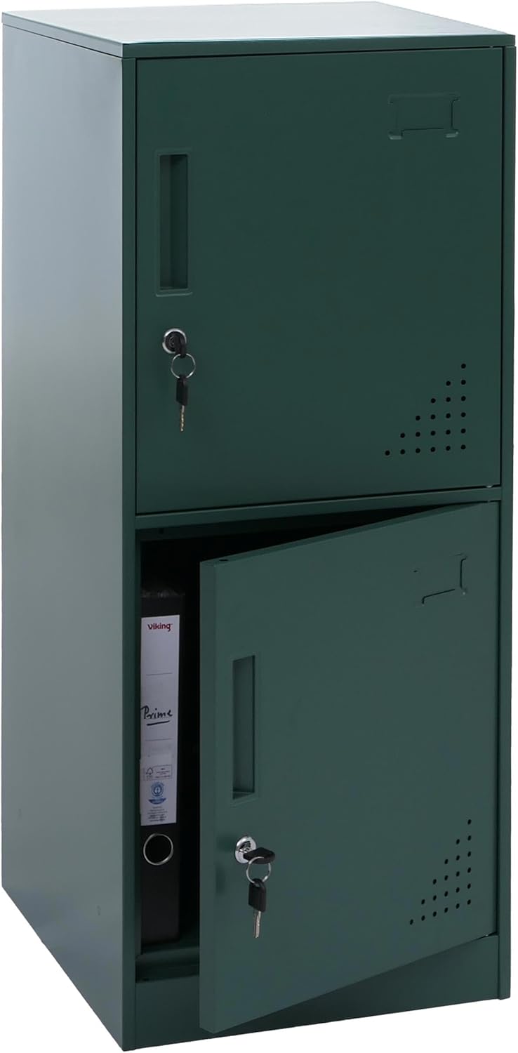 Mendler Spind HWC-P63, Schließfach Wertfachschrank Schließfachschrank 2 Türen, 90x38x45cm Stahl - grün
