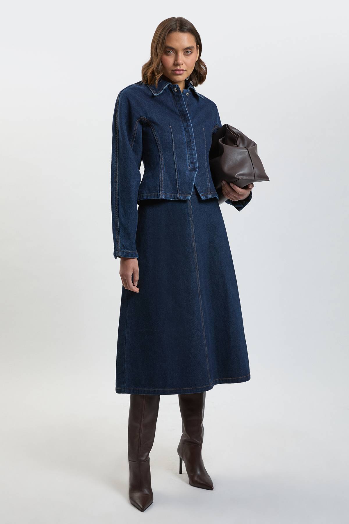 KarenMillen Jupe Midi Évasée En Denim