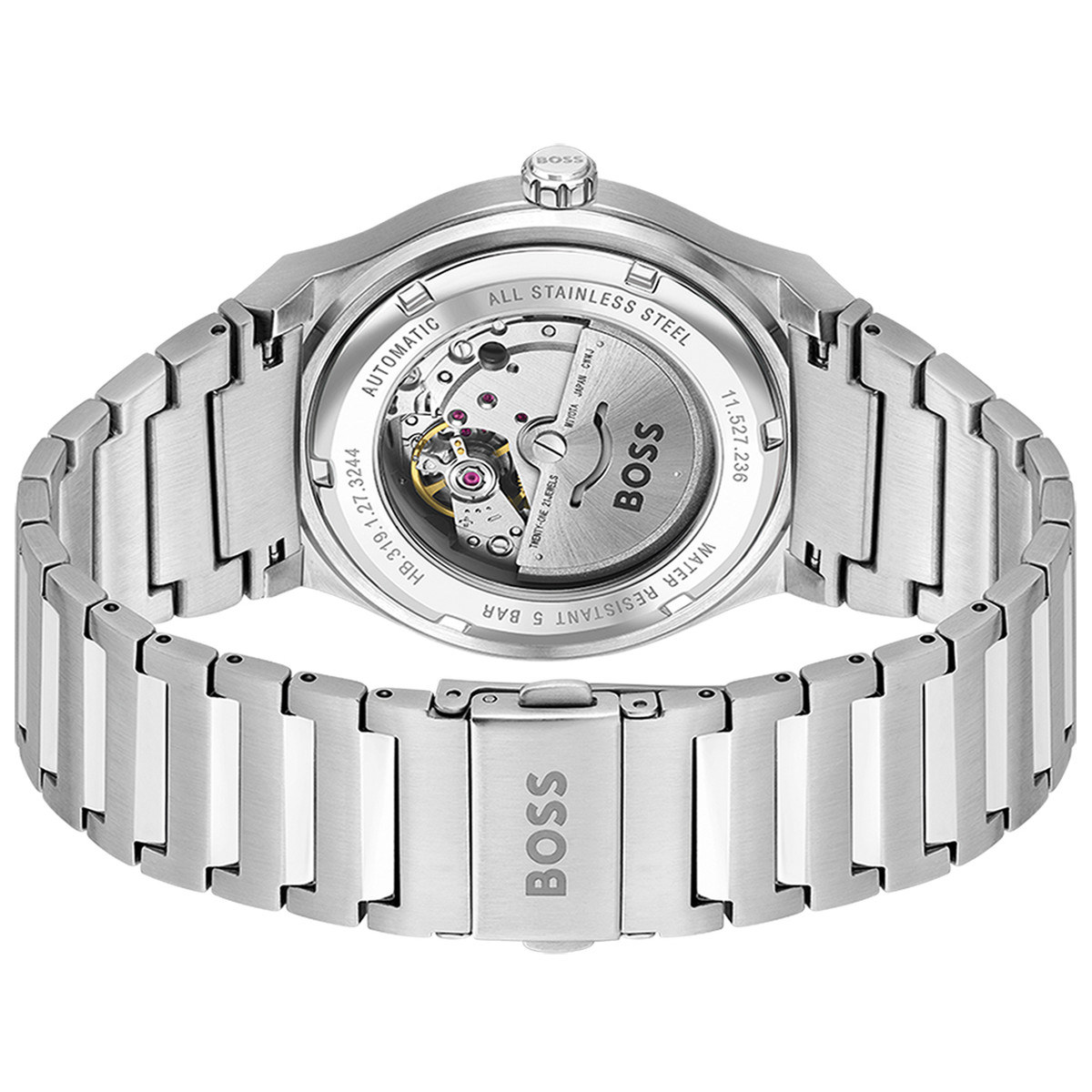 Montre BOSS sport lux homme automatique, bracelet acier argent