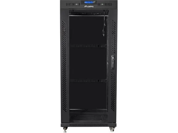 Lanberg - Rack kabinet - med 2 køleblæsere, display - sort, RAL 9004 - 27U - 19