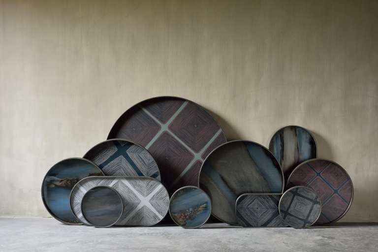 Ethnicraft Organic dienblad slate Ø48
