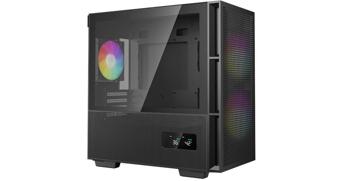 DeepCoolCH360 DIGITAL mini tower behuizing  (Zwart | 1x USB-A | 1x USB-C | RGB | Window)