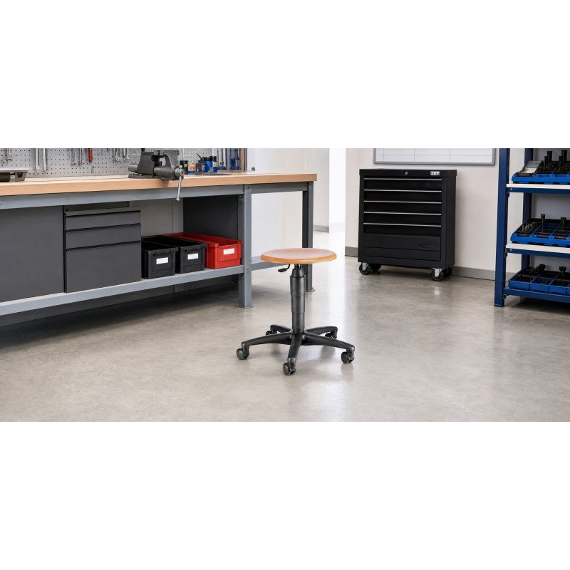 Tabouret pivotant 'TEC 60', en bois