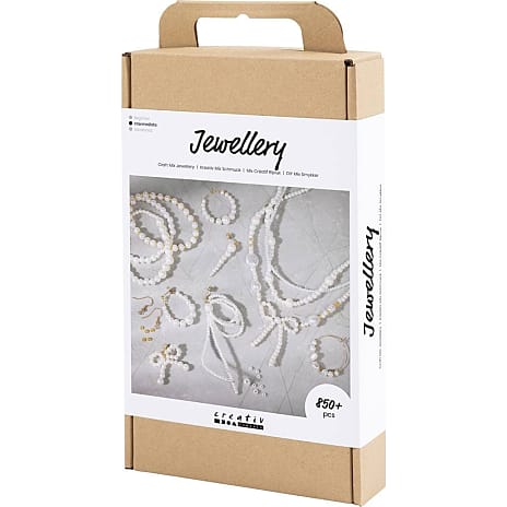 Creotime DIY kit smykker - forgyldt/hvid perlemor