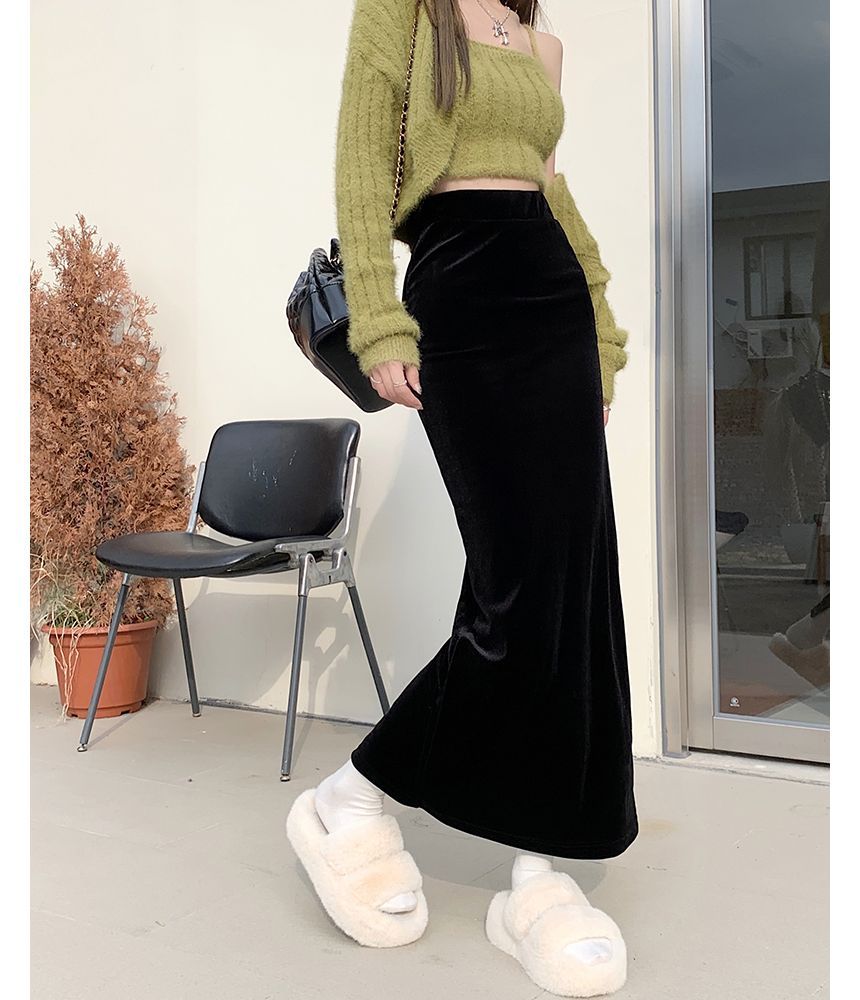 Flowerisque - Fluwelen maxi-rok met hoge taille (verschillende ontwerpen)