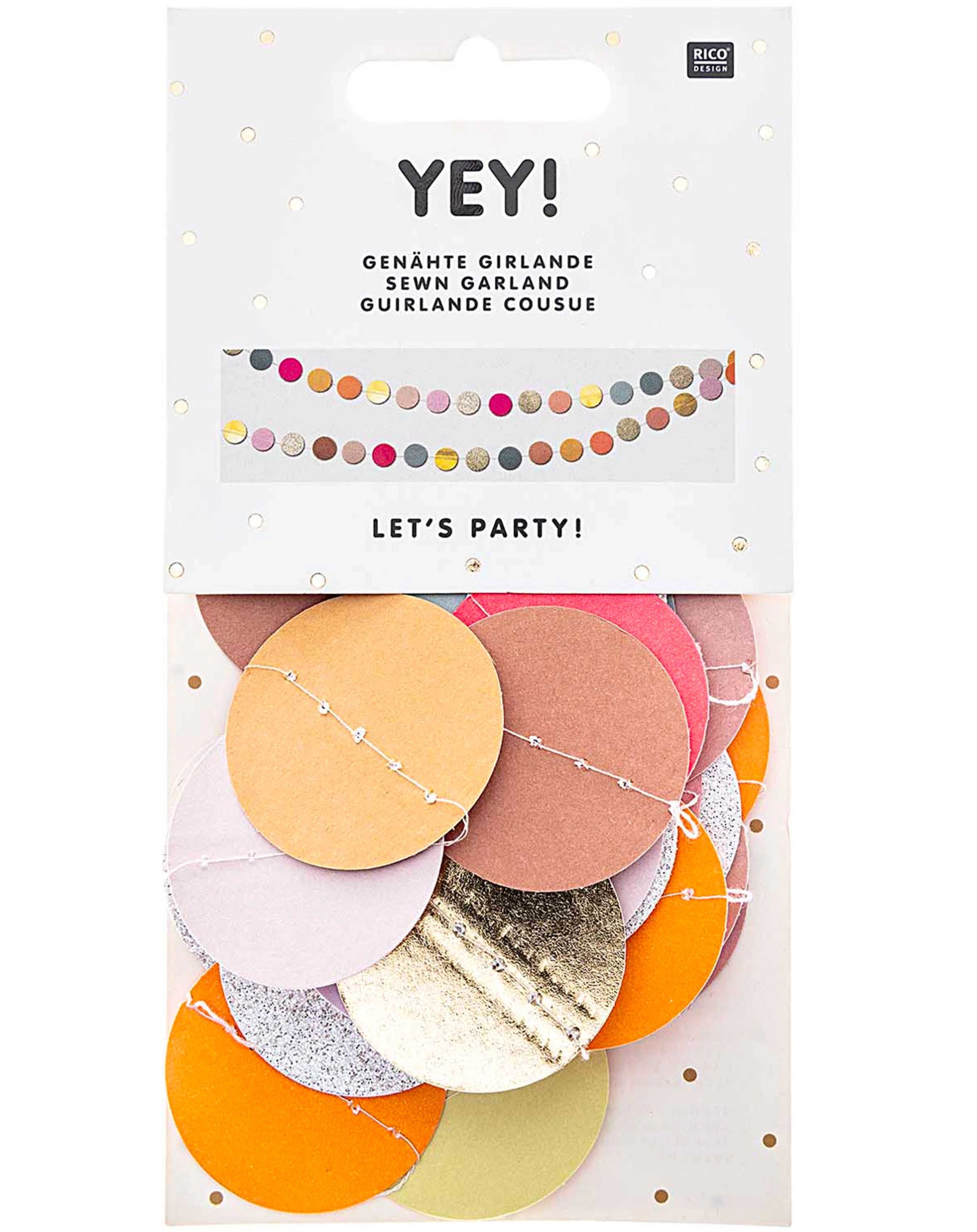 Glitter-Girlande LET‘S PARTY (2m) in bunt