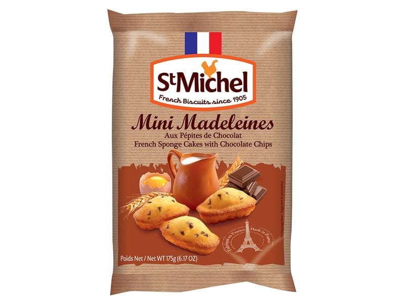 St.Michel Mini Madeleines mit Schokosplittern 175 g Französische Gebäckspezialität mit Schokolade