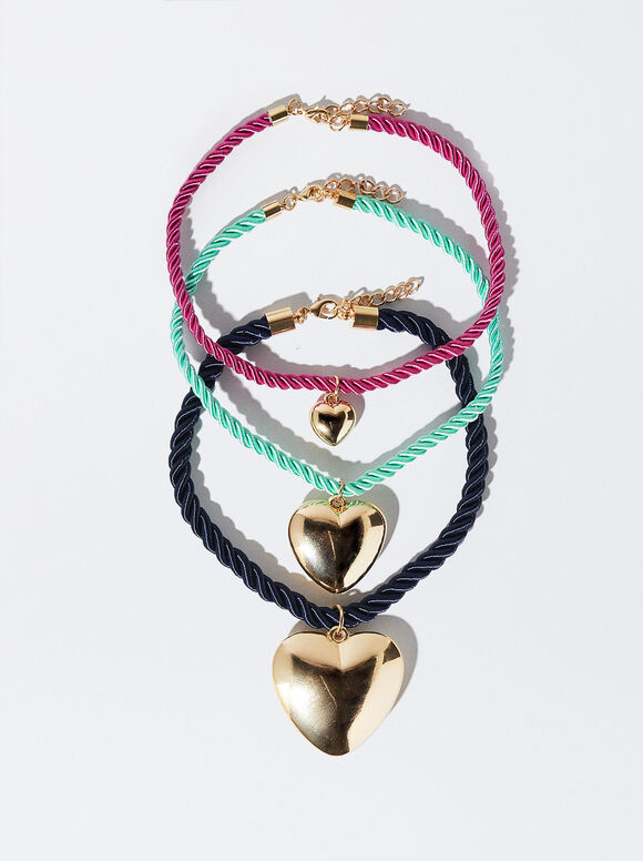 Conjunto de Colares com Corações - Multicolorido