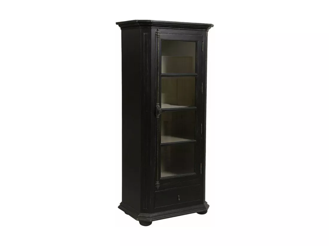 Vitrine 1 porte Bois-MDF Noir - Bruges Interior's
