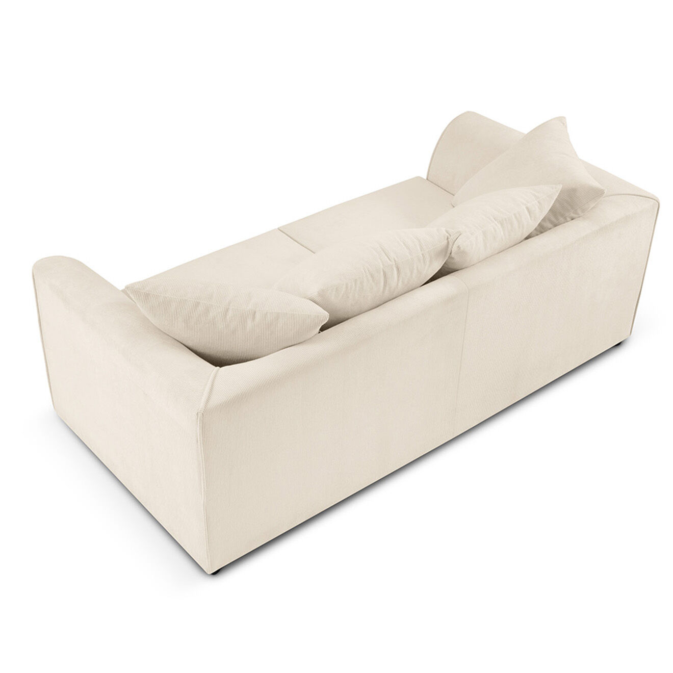 Mazzini Sofas Canapé Quince Velours côtelé 3 Places beige clair - 182x92x80 cm