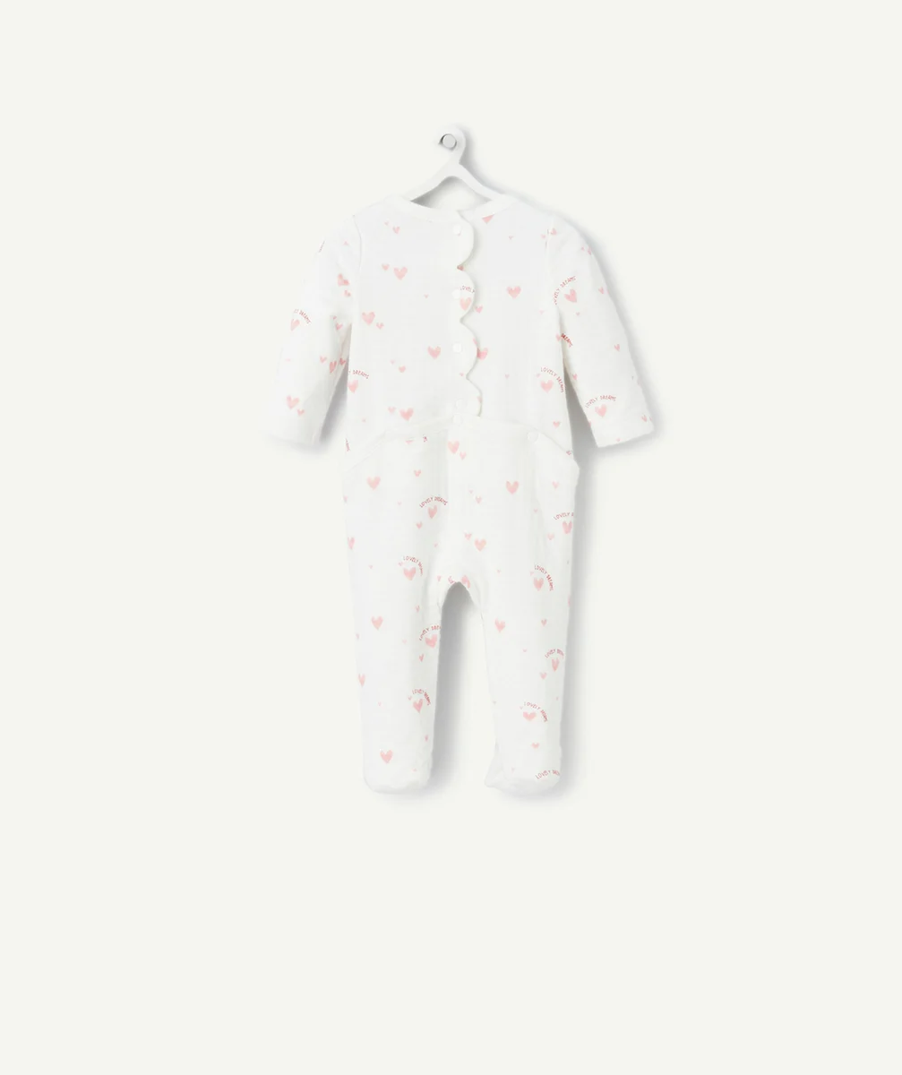 DORS-BIEN EN COTON BIO BLANC AVEC IMPRIMÉ COEUR ET MESSAGE ROSE