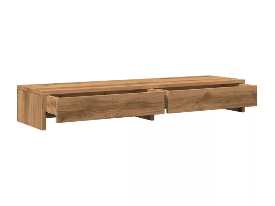 Support de moniteur et tiroirs chêne artisanal bois ingénierie