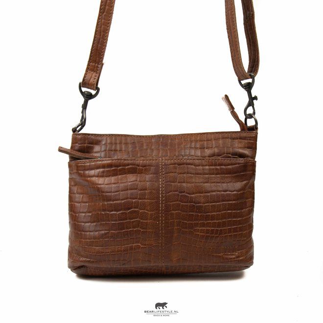 Bear Design Croco Hand/ Schoudertas Ashley Cognac BBC1867