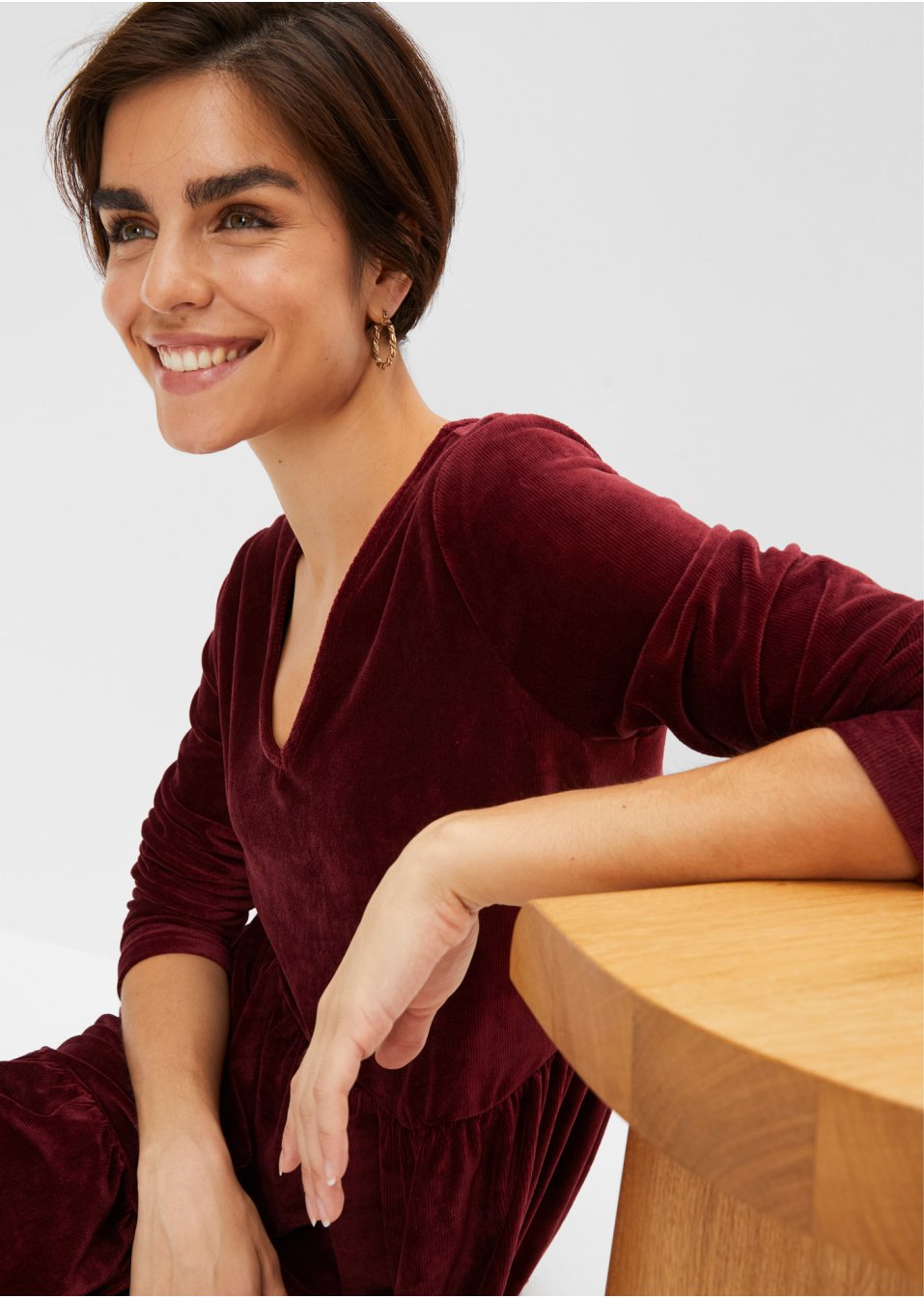 Robe en velours côtelé à manches longues