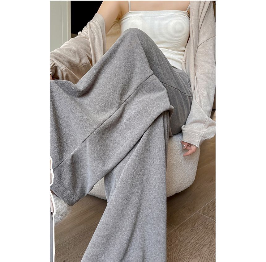 evanesce - High Rise Plain Drawstring Drape Wide Leg Sweatpants
