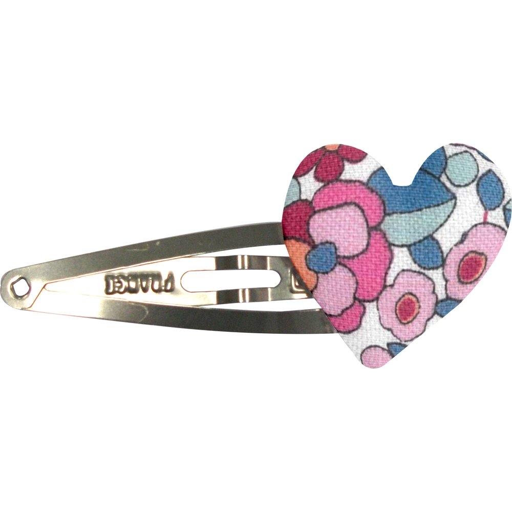 Barrette Clic-Clac Cœur Boutons Rose