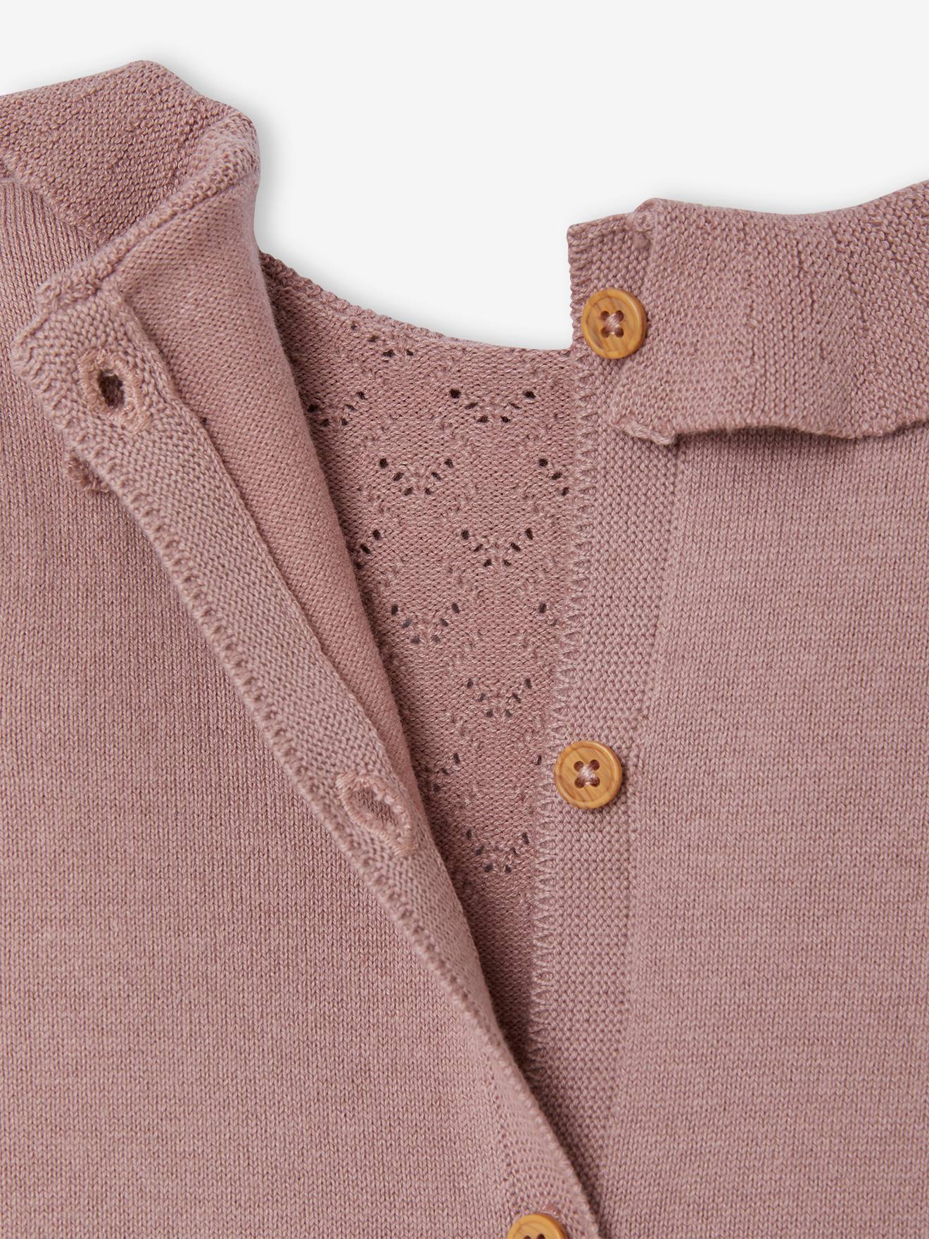 Vestido de tricô chique para bebê na cor roxa