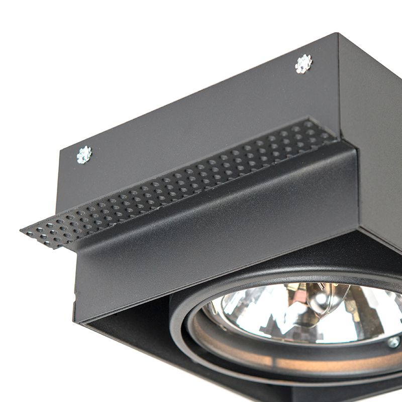 Set van 6 Inbouwspot zwart AR111 draai- en kantelbaar trimless - Oneon
