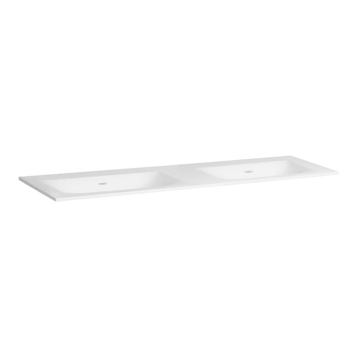 Brauer Glacier dubbele wastafel fine stone 140cm zonder kraangaten wit mat