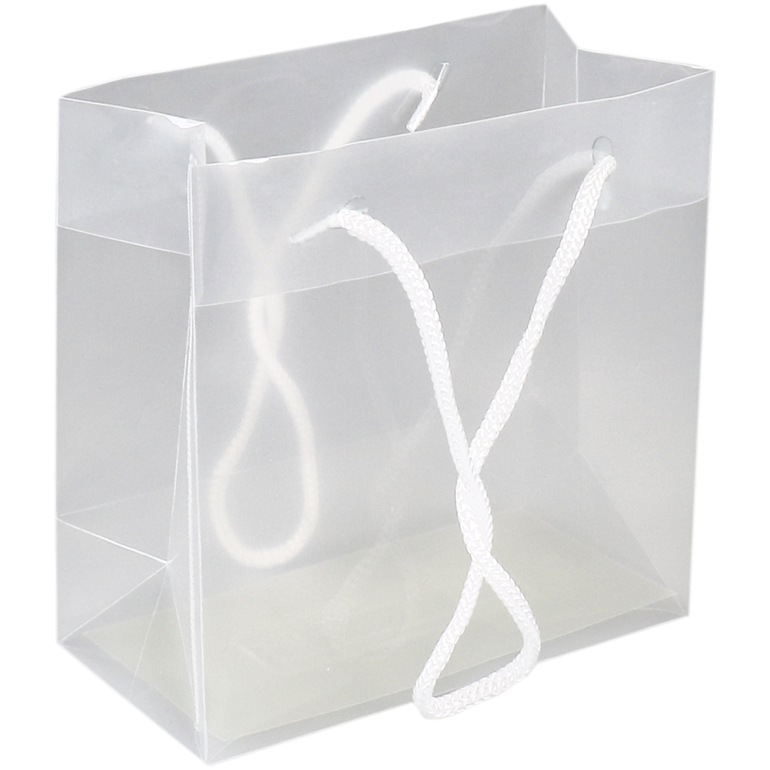 Tas, PP, luxueuze tas met koord, 16x 8x16cm, draagtas, transparant