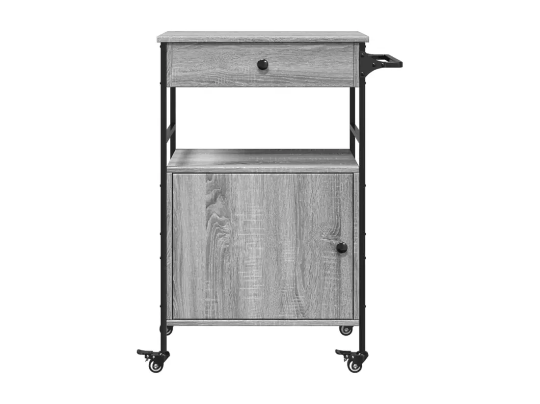 Chariot de cuisine sonoma gris 56x43x89,5 cm bois d'ingénierie