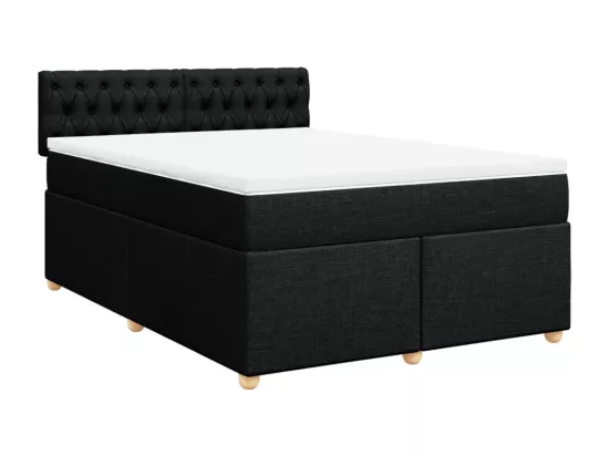Sommier à lattes de lit avec matelas Noir 140x190 cm Tissu