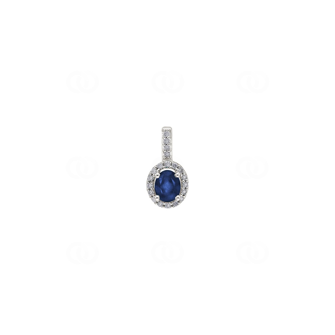 Anhänger 750/18 K Weissgold mit Saphir oval und Diamanten 0.08 ct H/si