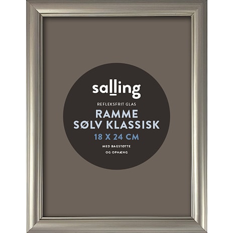 Klassisk sølv ramme m. refleksfrit glas - 18x24 cm