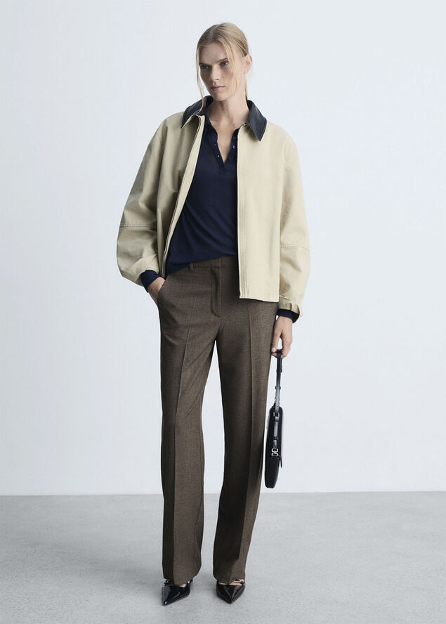 MANGO Flowy straight-fit trousers Brown